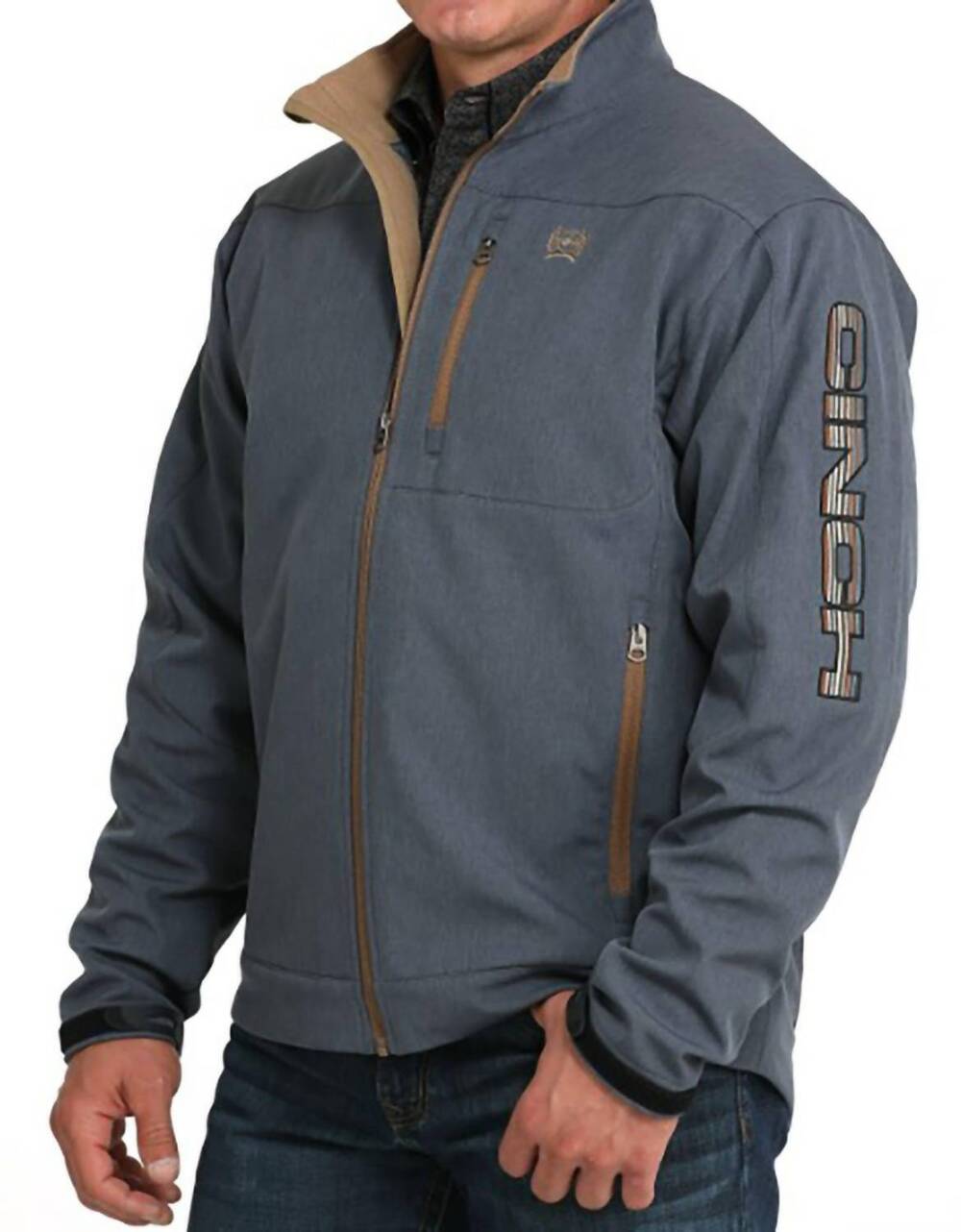 NEW CINCH pop logo bonded softshell jacket in blue
